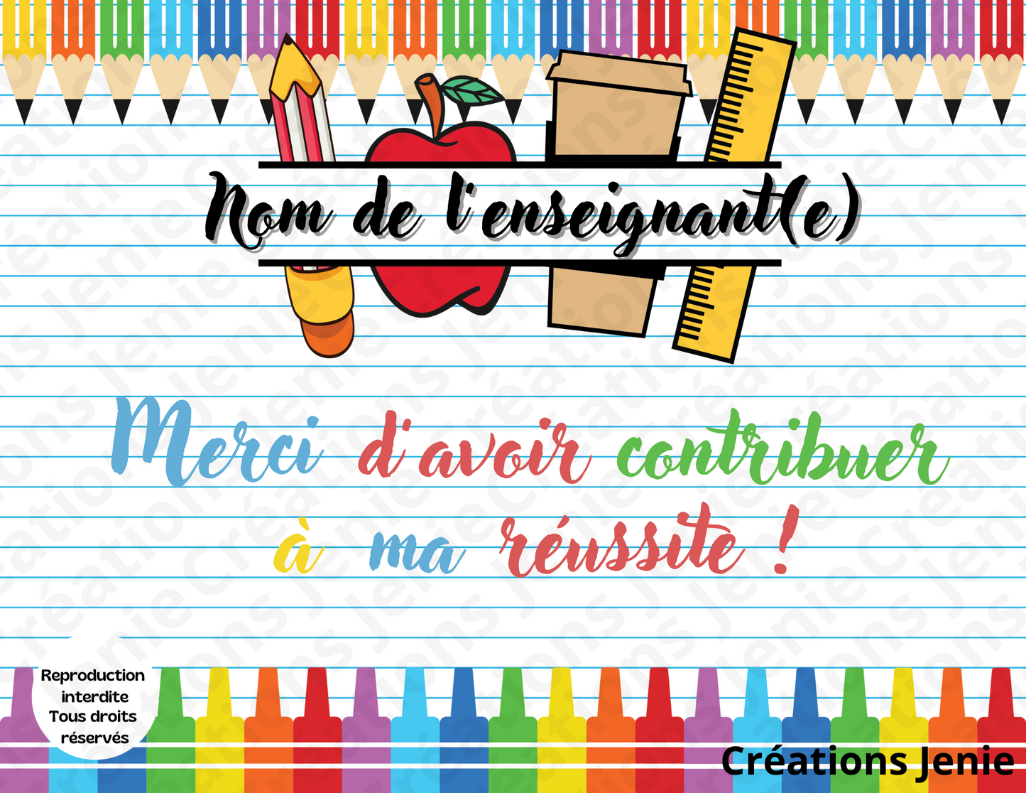 Enseignant(e) : merci d'avoir contribuer à ma réussite